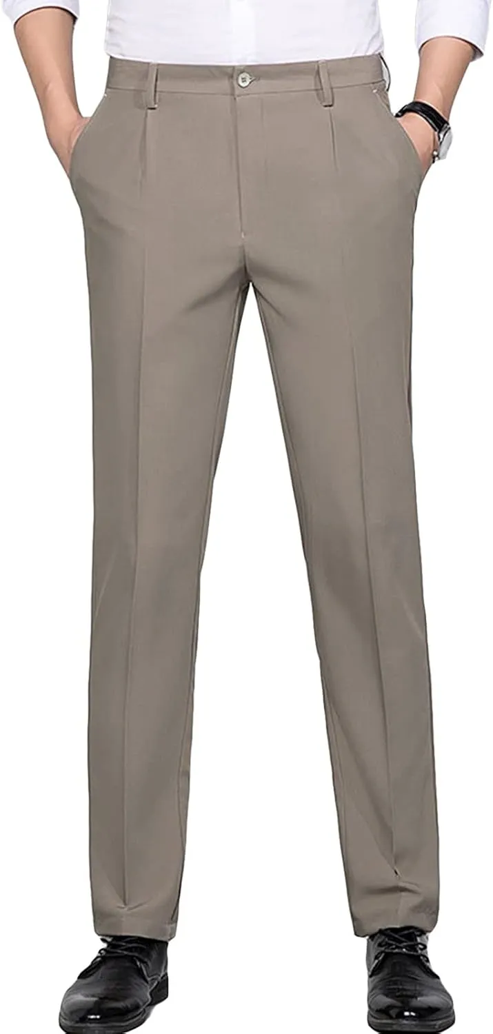 JEShifangjiusu Men's Slim Fit Dress Pants No Iron Premiu Formal Pants Dress Slacks Classic Fit Flat Front Stretch Chino Pant