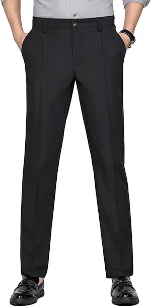 JEShifangjiusu Men's Slim Fit Dress Pants No Iron Premiu Formal Pants Dress Slacks Classic Fit Flat Front Stretch Chino Pant