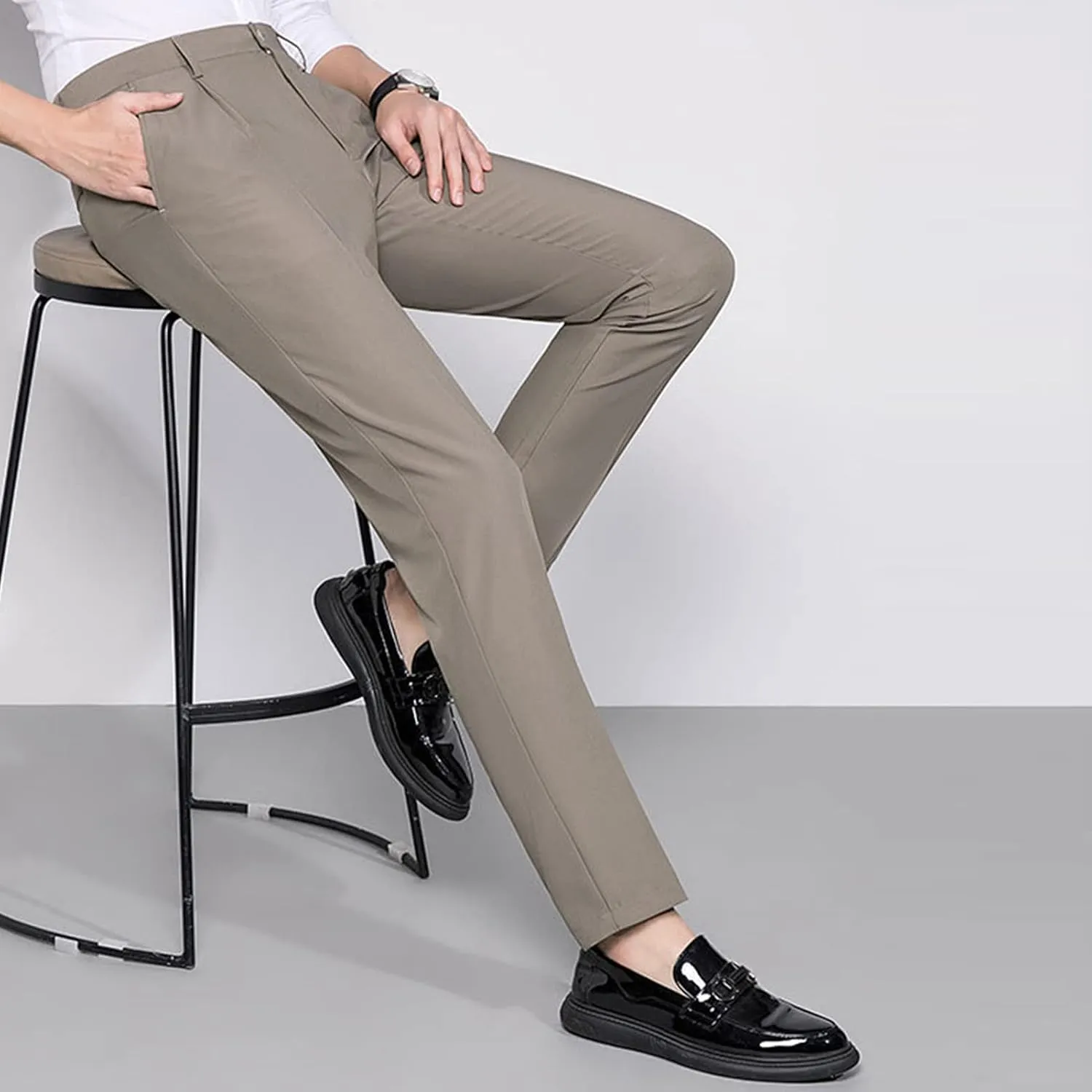 JEShifangjiusu Men's Slim Fit Dress Pants No Iron Premiu Formal Pants Dress Slacks Classic Fit Flat Front Stretch Chino Pant