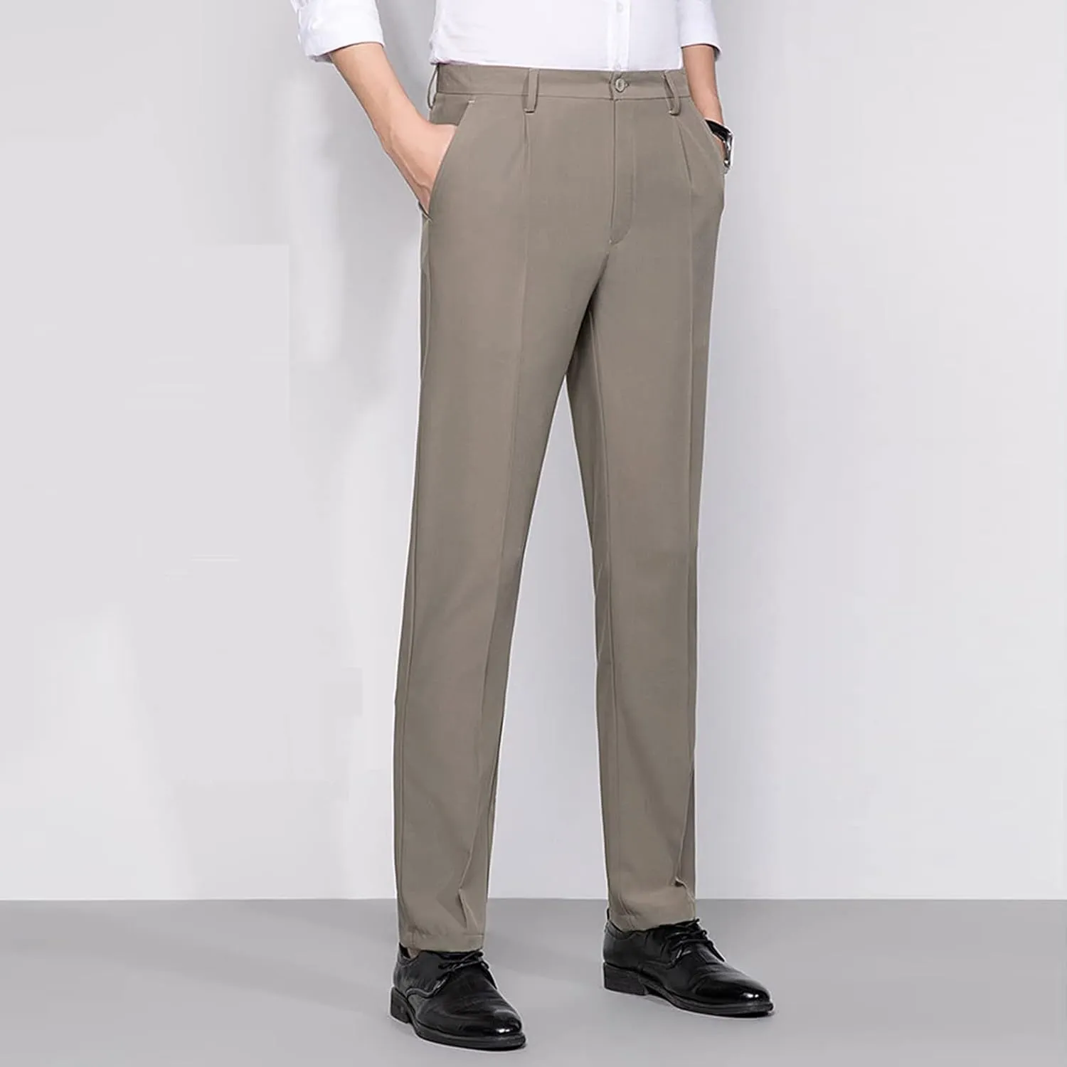 JEShifangjiusu Men's Slim Fit Dress Pants No Iron Premiu Formal Pants Dress Slacks Classic Fit Flat Front Stretch Chino Pant