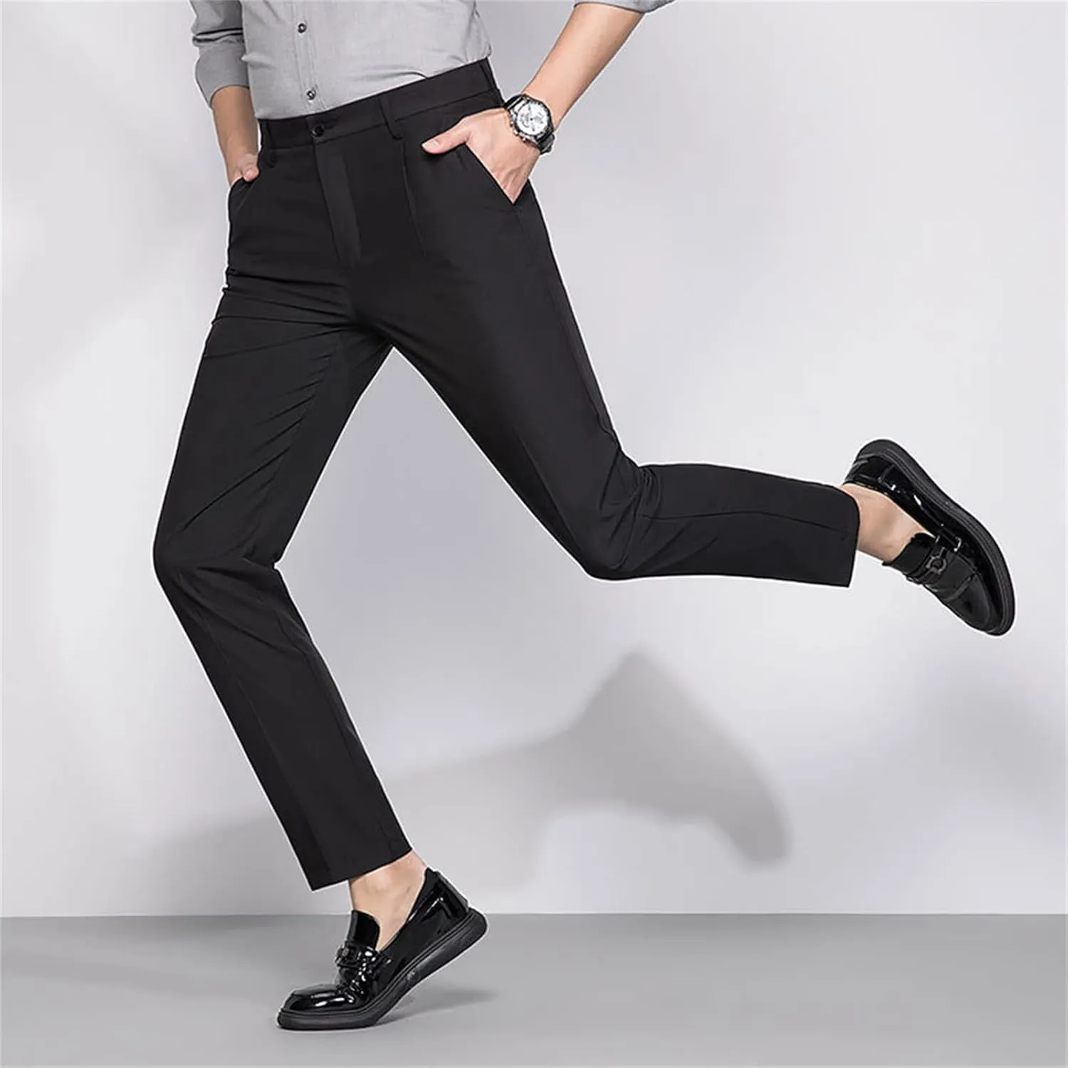 JEShifangjiusu Men's Slim Fit Dress Pants No Iron Premiu Formal Pants Dress Slacks Classic Fit Flat Front Stretch Chino Pant