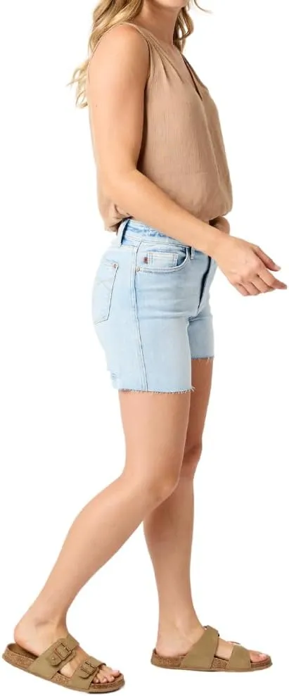 Judy Blue High Waist Light Wash Cut Off Hem Shorts