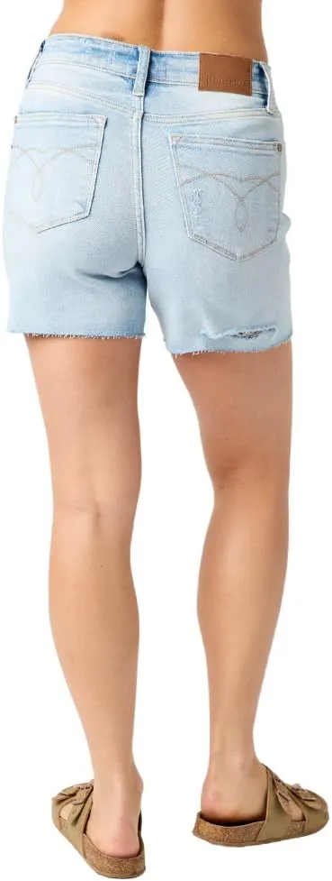Judy Blue High Waist Light Wash Cut Off Hem Shorts