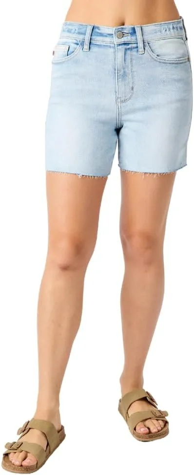 Judy Blue High Waist Light Wash Cut Off Hem Shorts