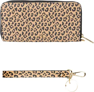 KEDZIE Eclipse Vegan Leather Zip-Around Clutch Wallet for Women & Wristlet Strap Key Chain Holder (Just Kitten)