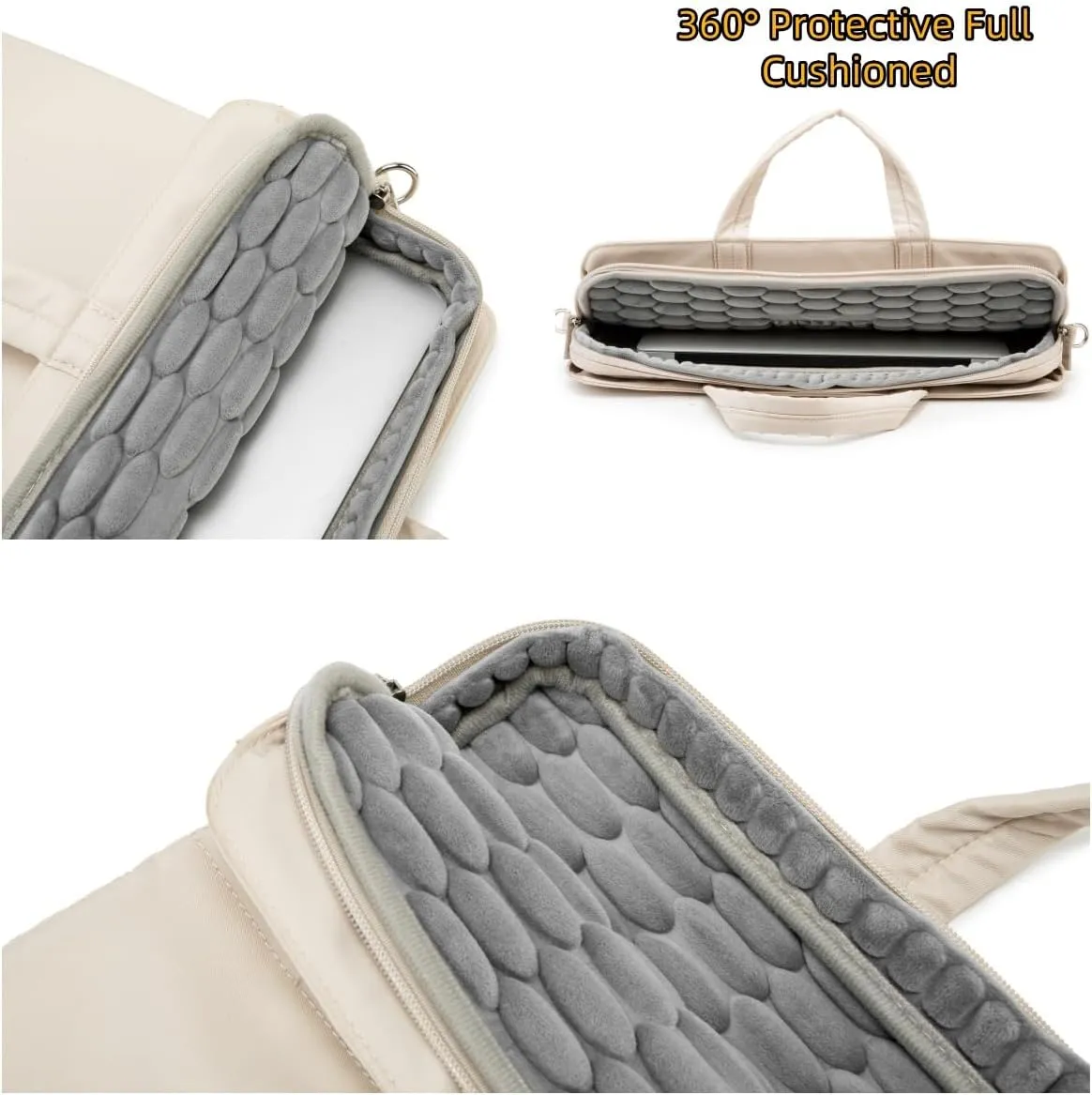 Kinmac 360 Protective Full Cushioned Muti-Compartments Laptop Shoulder Case Bag Briefcase For 16 inch HP,Lenovo,Dell,ASUS,Acer Ultrabook and Business Laptop (Beige)