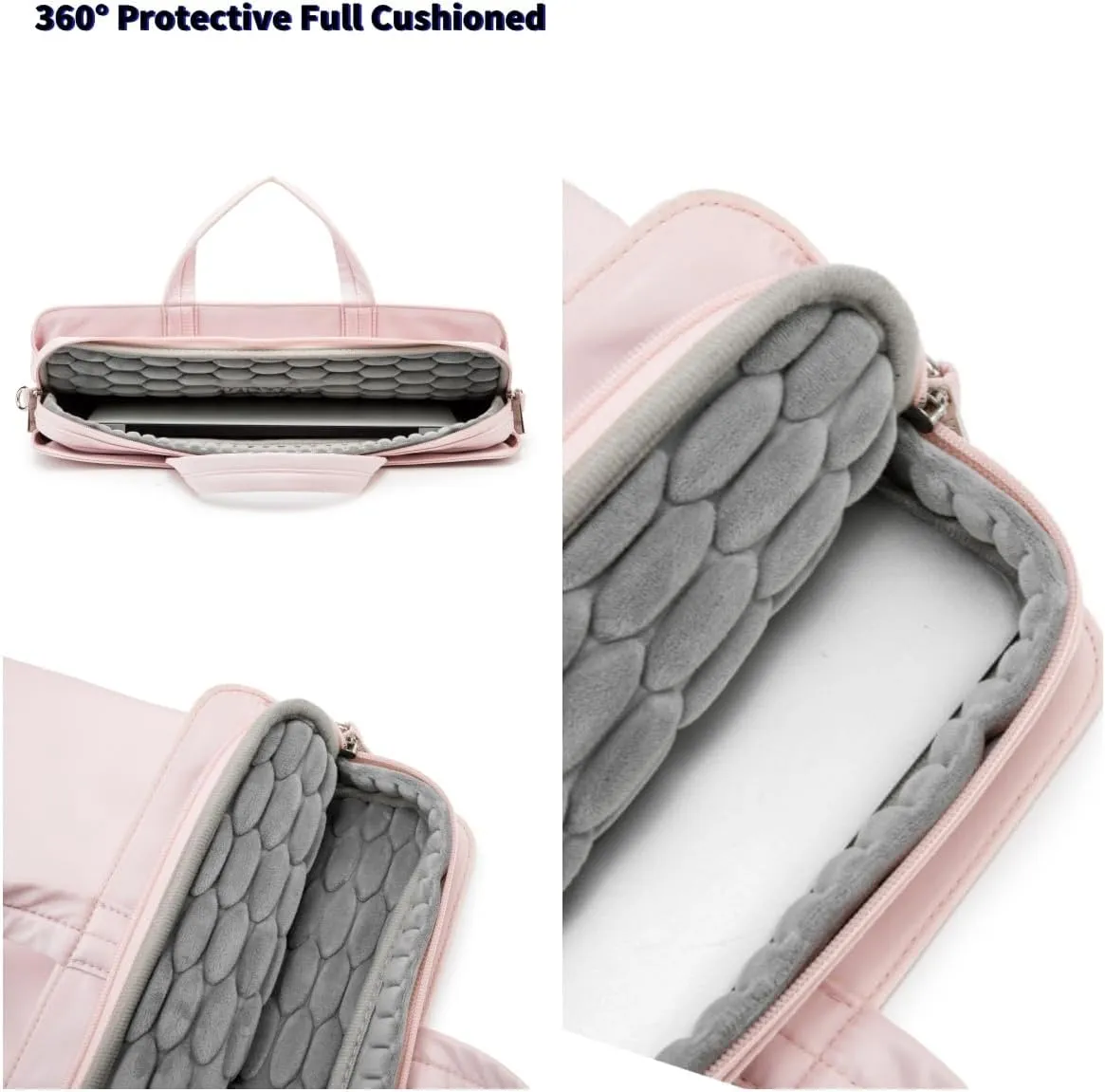 Kinmac 360 Protective Full Cushioned Muti-Compartments Laptop Shoulder Case Bag Briefcase For 16 inch HP,Lenovo,Dell,ASUS,Acer Ultrabook and Business Laptop (Pink)