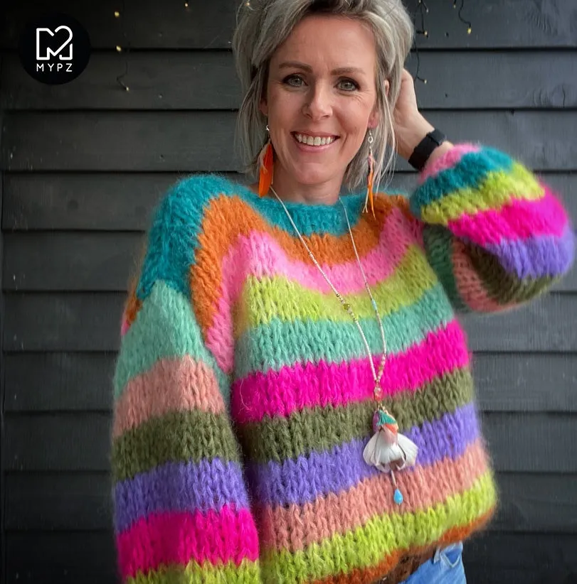 Knitting Kit – Basic Chunky Mohair Pullover Multicolored No.15 (ENG-NL)
