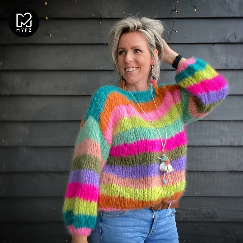 Knitting Kit – Basic Chunky Mohair Pullover Multicolored No.15 (ENG-NL)