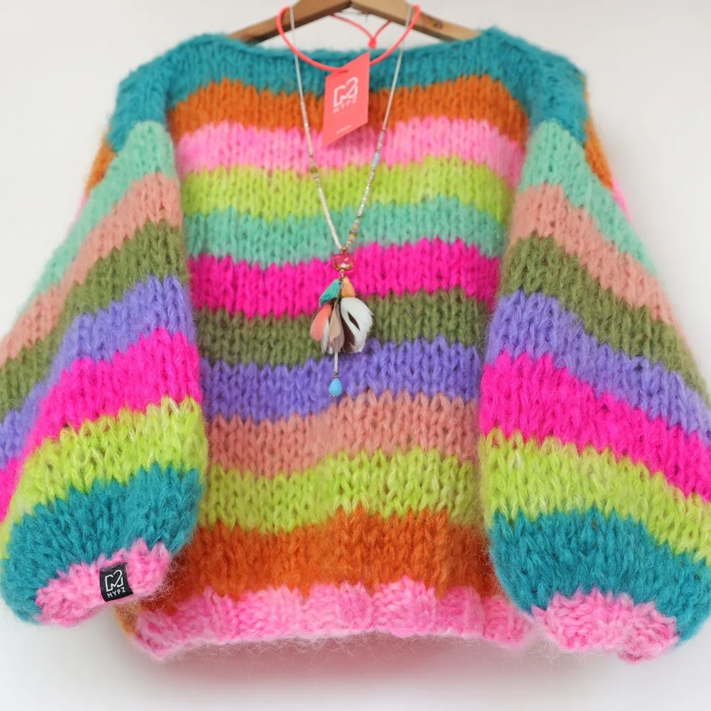 Knitting Kit – Basic Chunky Mohair Pullover Multicolored No.15 (ENG-NL)