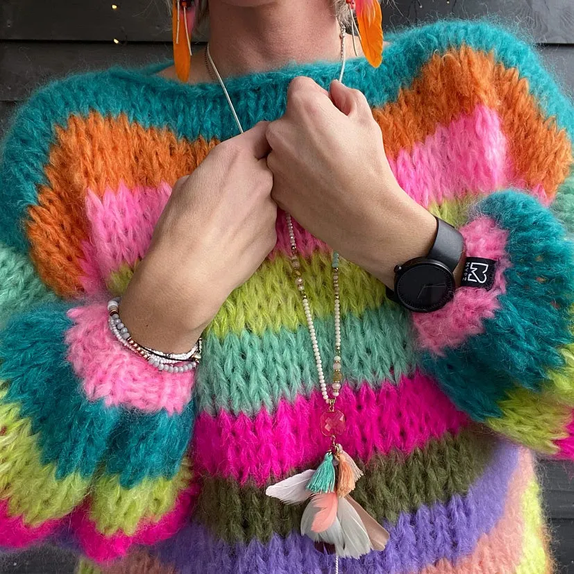 Knitting Kit – Basic Chunky Mohair Pullover Multicolored No.15 (ENG-NL)