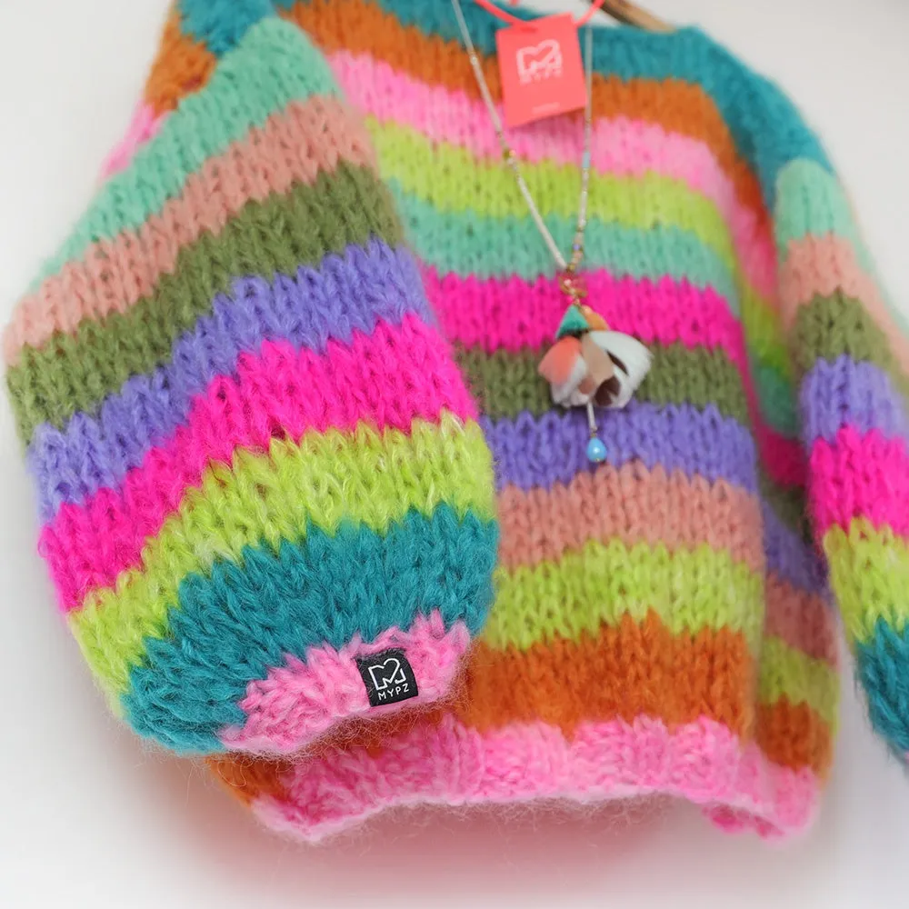 Knitting Kit – Basic Chunky Mohair Pullover Multicolored No.15 (ENG-NL)
