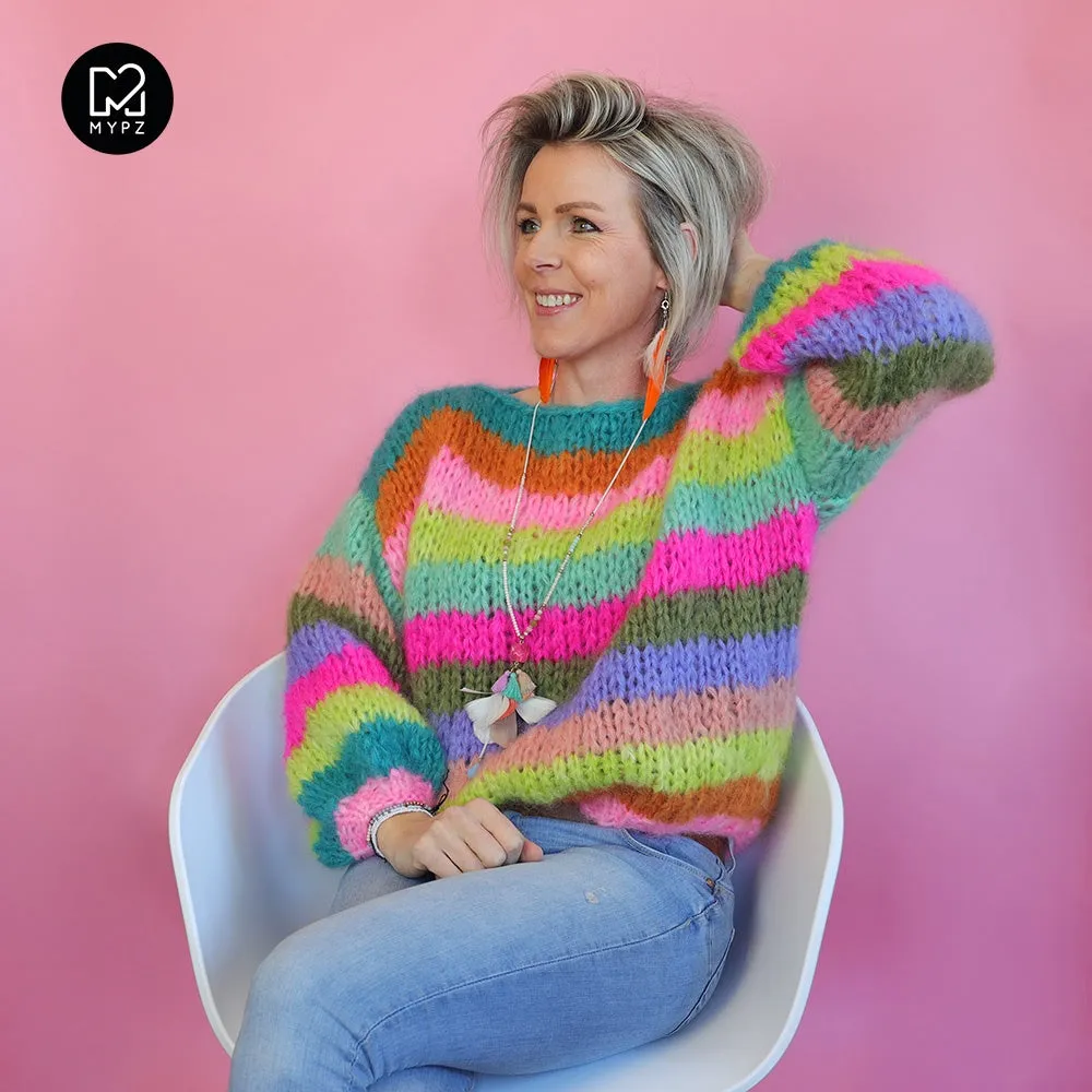 Knitting Kit – Basic Chunky Mohair Pullover Multicolored No.15 (ENG-NL)