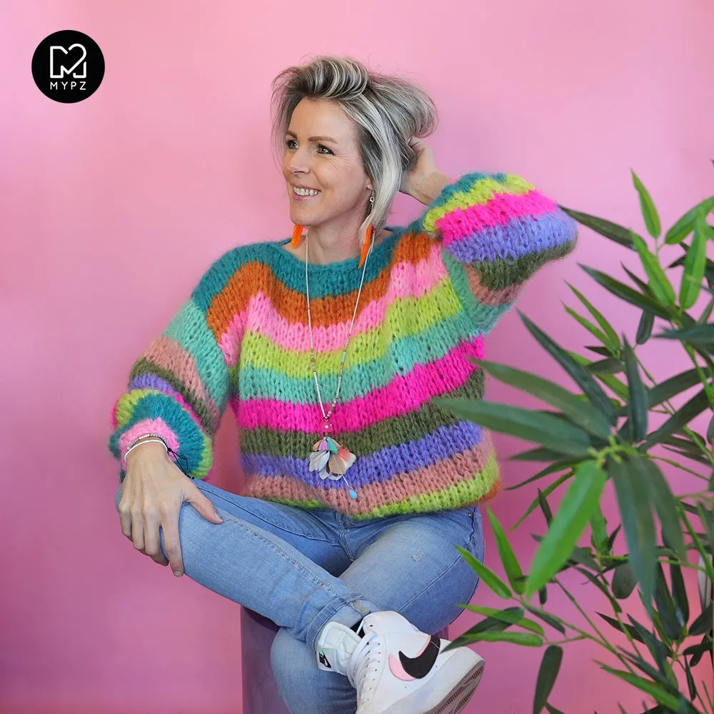 Knitting Kit – Basic Chunky Mohair Pullover Multicolored No.15 (ENG-NL)