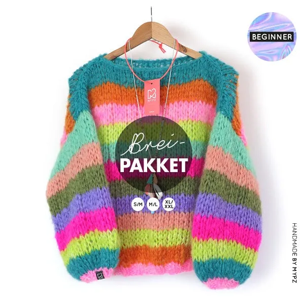 Knitting Kit – Basic Chunky Mohair Pullover Multicolored No.15 (ENG-NL)