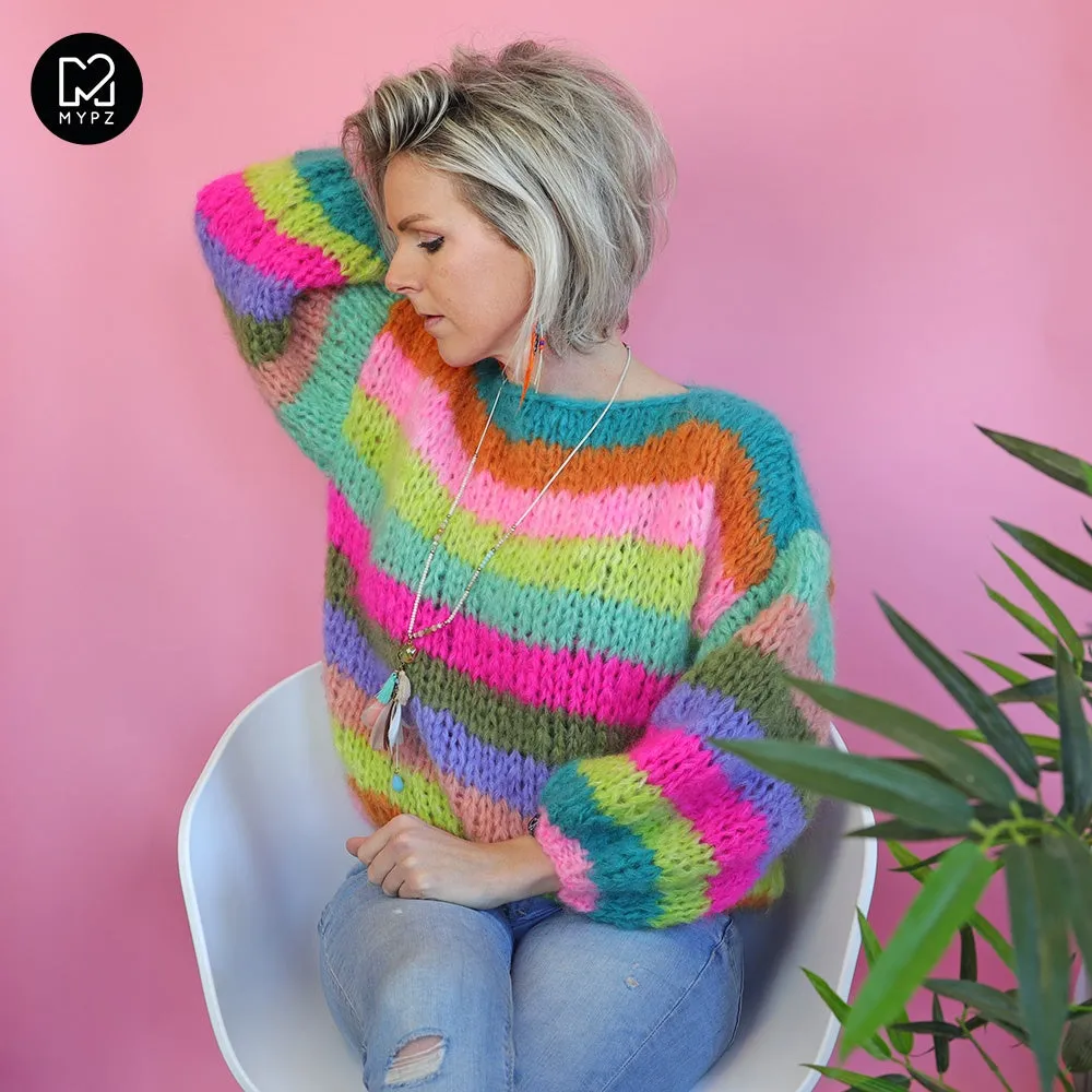 Knitting Kit – Basic Chunky Mohair Pullover Multicolored No.15 (ENG-NL)