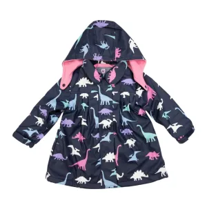 Korango Girl Dino Colour Change Raincoat - Navy