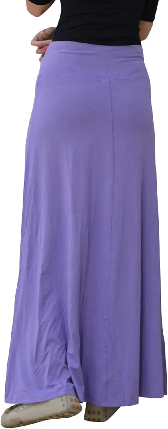 Kosher Casual Long Maxi Skirt with Fold Over Waist - Sleek A-Line Women