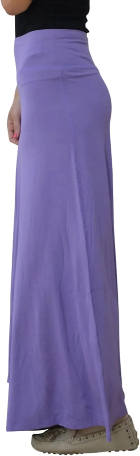 Kosher Casual Long Maxi Skirt with Fold Over Waist - Sleek A-Line Women
