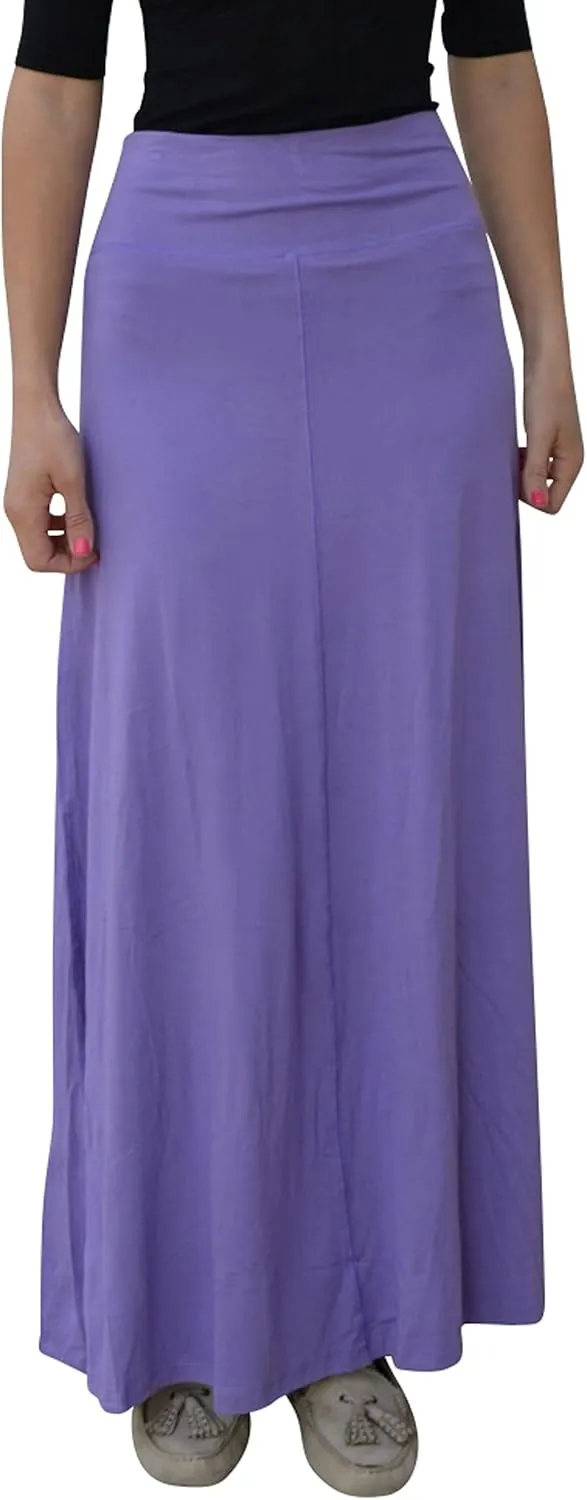 Kosher Casual Long Maxi Skirt with Fold Over Waist - Sleek A-Line Women