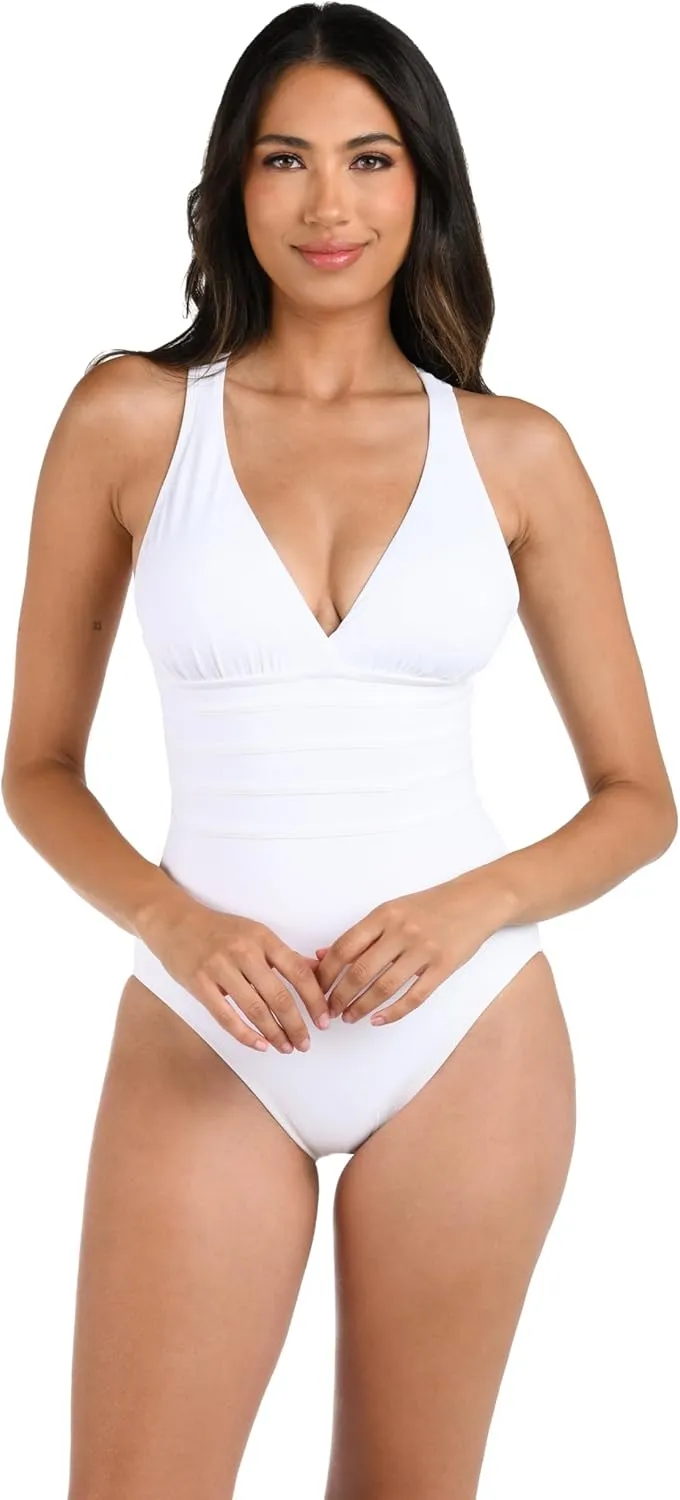La Blanca Women's One Piece Swimsuit Multi Strap Cross Back Tummy Control Island Goddess