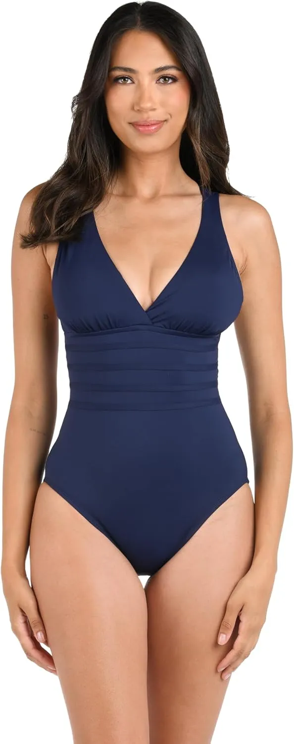 La Blanca Women's One Piece Swimsuit Multi Strap Cross Back Tummy Control Island Goddess