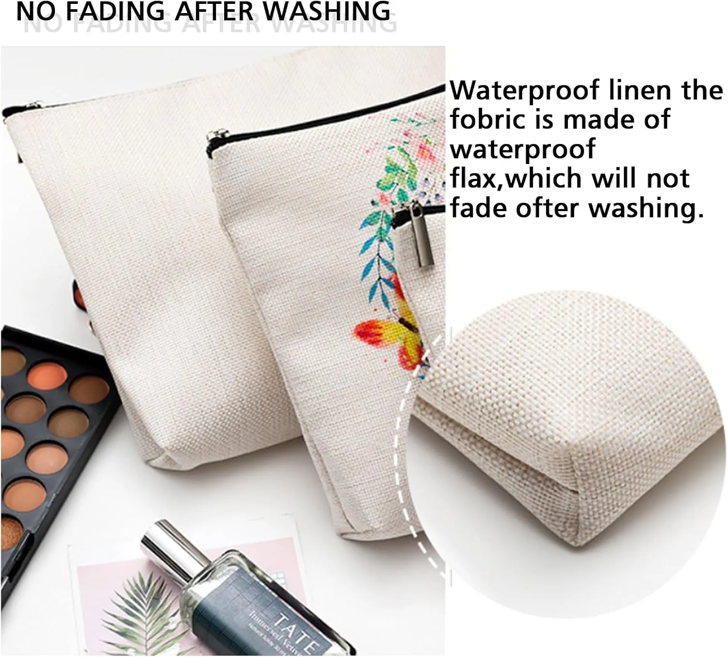 LANBAIHE Christian Makeup Bag for Women - Floral Bible Verse Cosmetic Bag with Inspirational Scripture, Sister Gift, Affirmational Gifts for Women, Christian Gifts, God Says You Are (Beige-God)