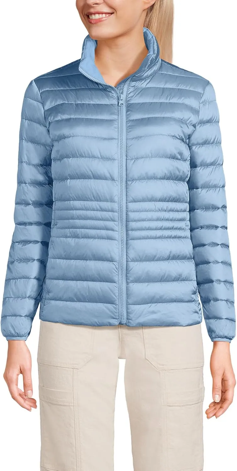 Lands' End Women's Wanderweight Packable Down Jacket Small Light Cornflower Shine