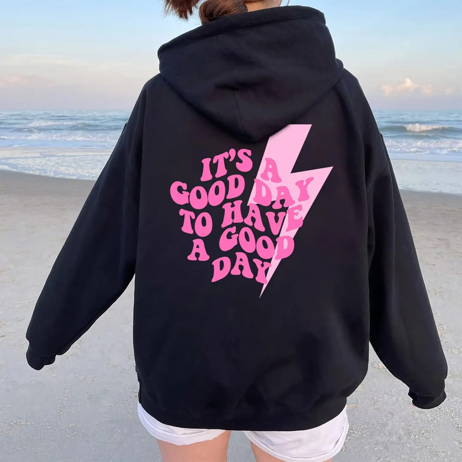 LASFOUR Have A Good Day Hoodies With Sayings On Back for Teen Girls, Trendy Sweatshirts for Teen Girls, Preppy Sweatshirts