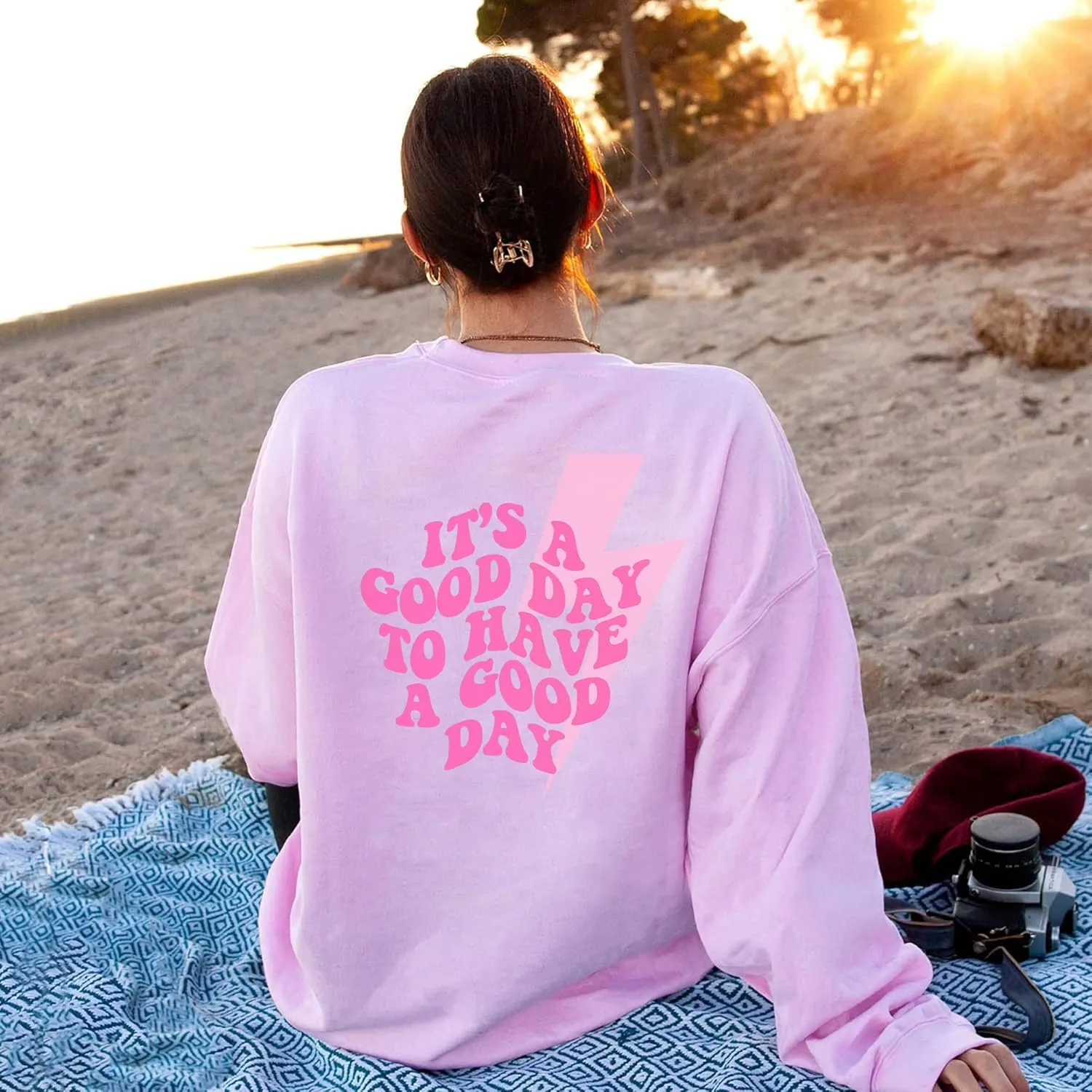 LASFOUR Have A Good Day Hoodies With Sayings On Back for Teen Girls, Trendy Sweatshirts for Teen Girls, Preppy Sweatshirts