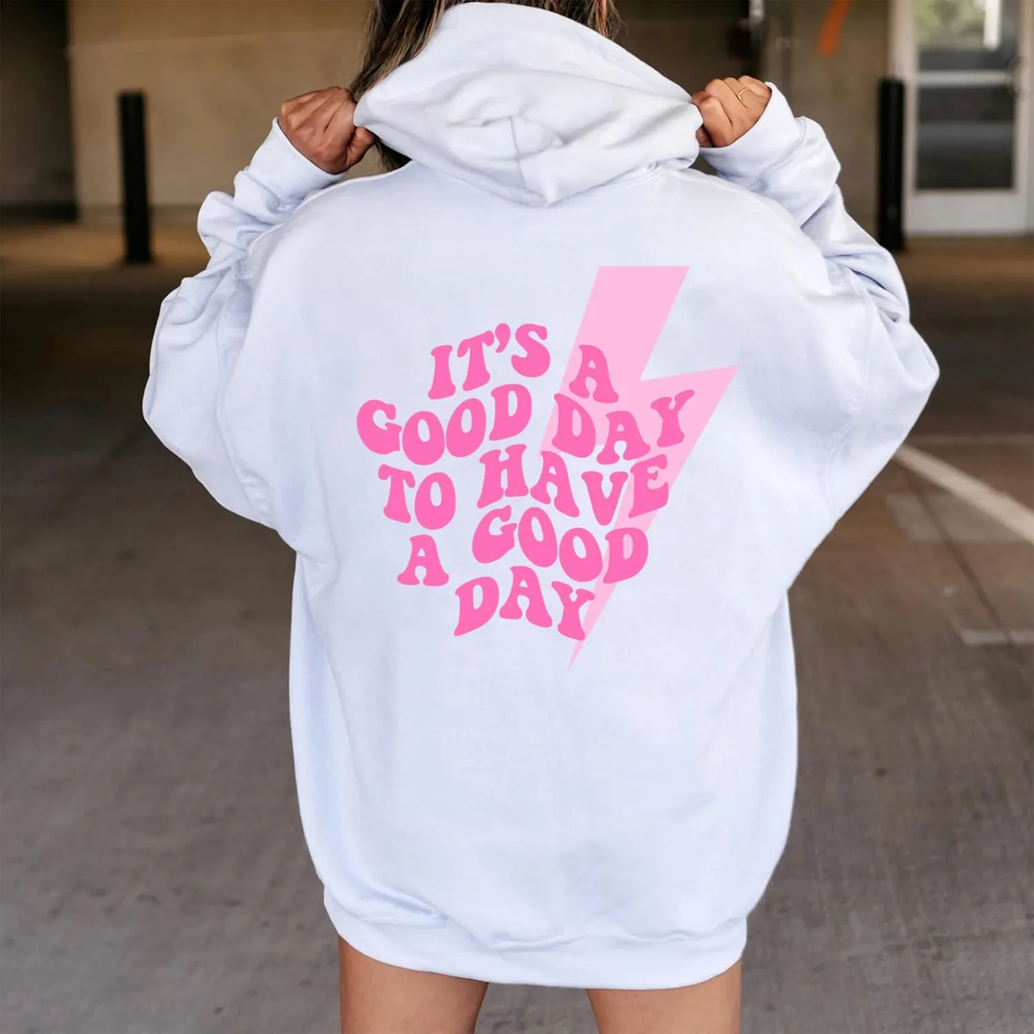 LASFOUR Have A Good Day Hoodies With Sayings On Back for Teen Girls, Trendy Sweatshirts for Teen Girls, Preppy Sweatshirts