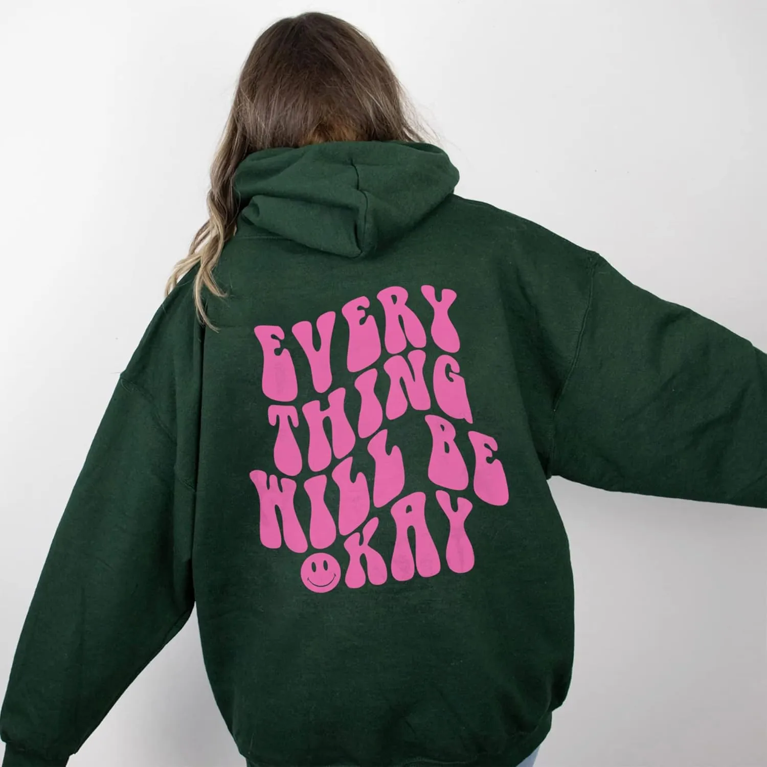 LASFOUR Trendy Oversized Hoodies With Words On Back for Teen Girls, Preppy Sweatshirts, Cute Oversized Shirts for Teen Girls