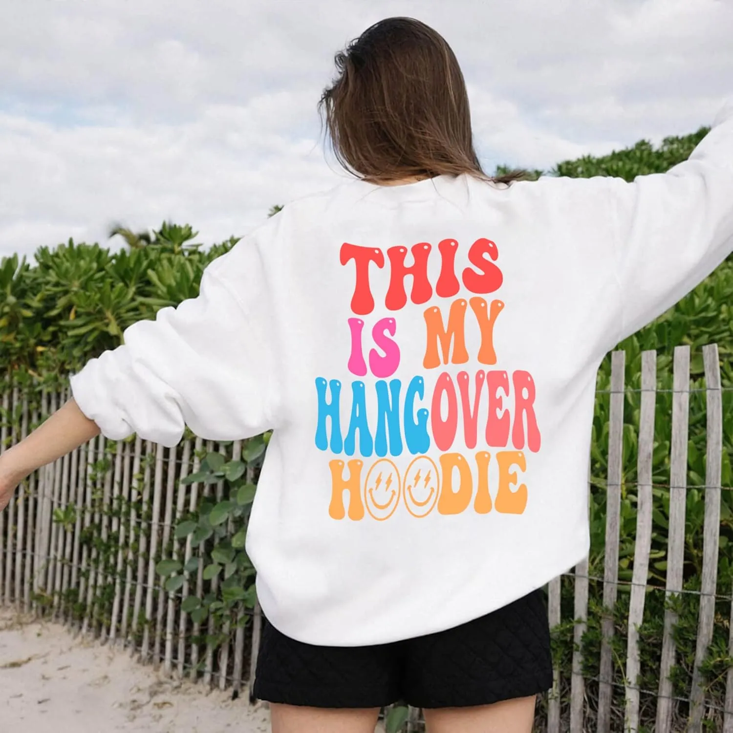 LASFOUR Trendy Oversized Hoodies With Words On Back for Teen Girls, Preppy Sweatshirts, Cute Oversized Shirts for Teen Girls