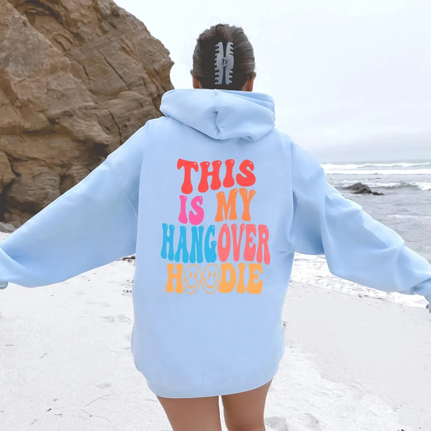 LASFOUR Trendy Oversized Hoodies With Words On Back for Teen Girls, Preppy Sweatshirts, Cute Oversized Shirts for Teen Girls