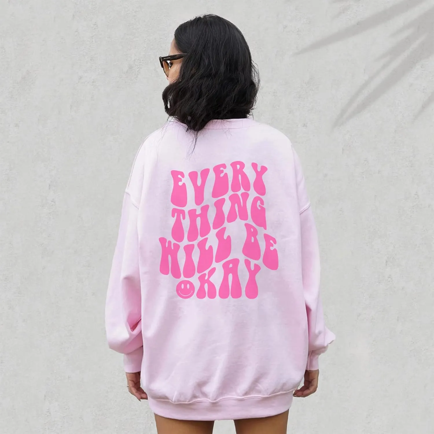 LASFOUR Trendy Oversized Hoodies With Words On Back for Teen Girls, Preppy Sweatshirts, Cute Oversized Shirts for Teen Girls