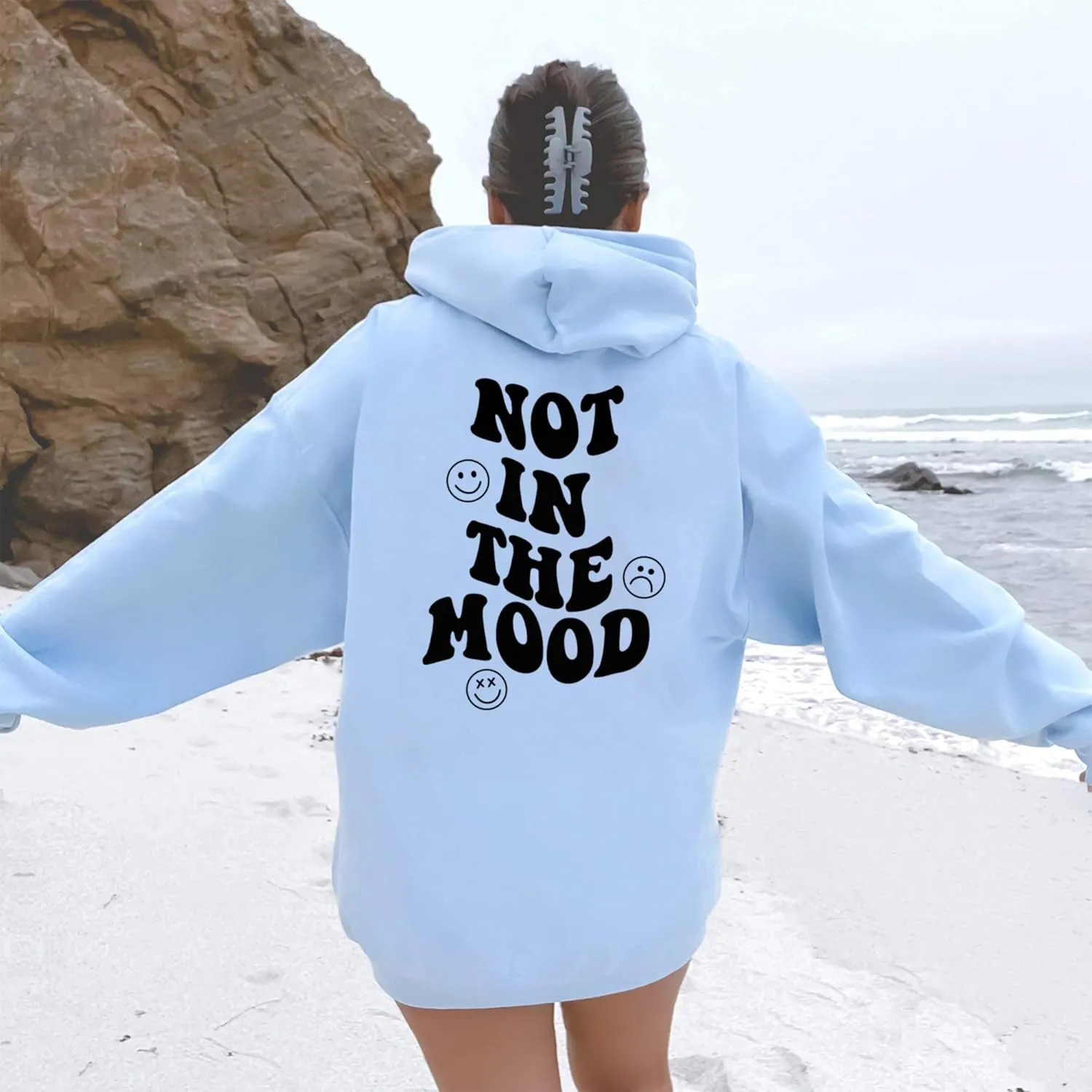 LASFOUR Trendy Oversized Hoodies With Words On Back for Teen Girls, Preppy Sweatshirts, Cute Oversized Shirts for Teen Girls