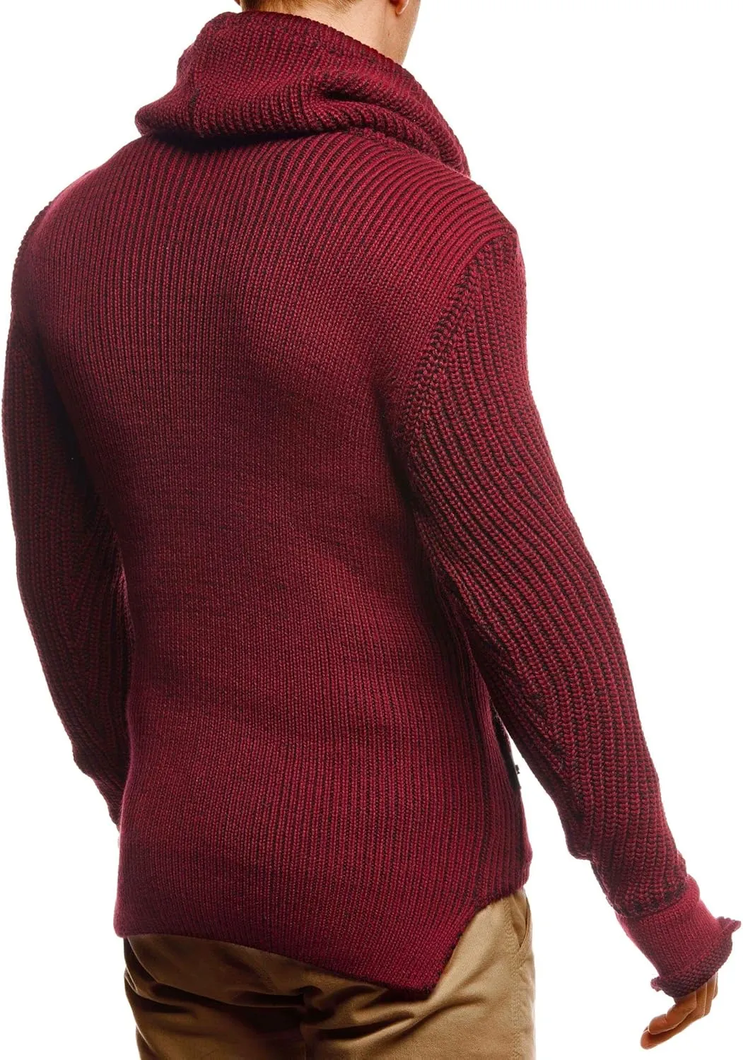 Leif Nelson Mens Knitted Pullover | Long-Sleeved Slim fit Shirt | Basic Longsleeve Sweatshirt with Shawl Collar for Men
