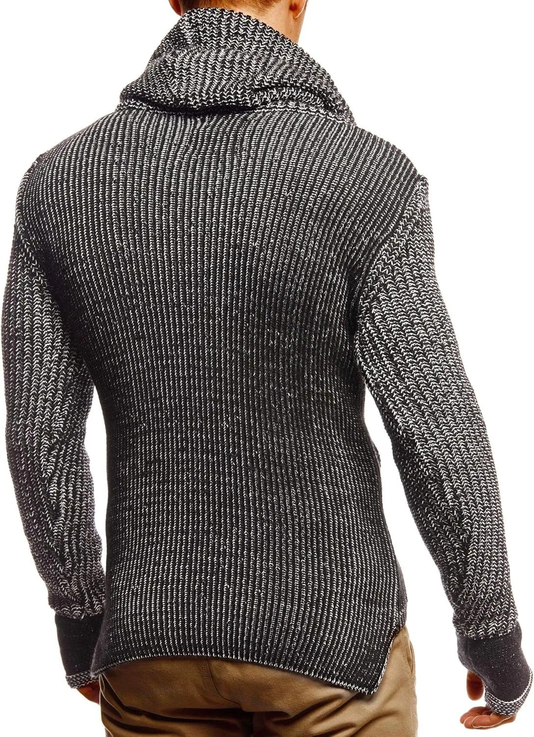 Leif Nelson Mens Knitted Pullover | Long-Sleeved Slim fit Shirt | Basic Longsleeve Sweatshirt with Shawl Collar for Men