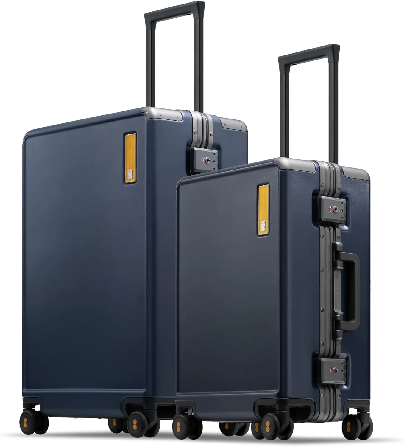 LEVEL8 20/24 Inch Zipperless 2 Piece Luggage Sets with Aluminum Frame, Lightweight Hard Shell Suitcases with Spinner Wheels, Metal Travel Luggages with Double TSA Locks, Blue