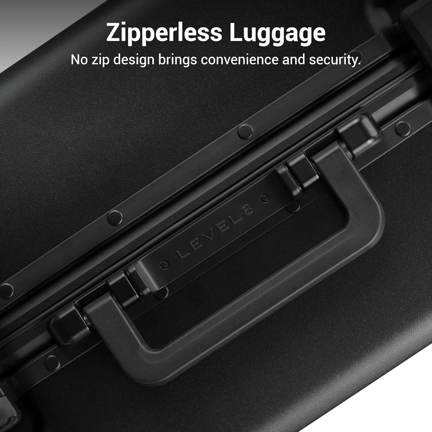 LEVEL8 Zipperless Carry On Suitcase Airline Approved with Aluminum Frame, Lightweight Hard Shell Luggage with Spinner Wheels, Metal Travel Luggage with Double Tsa Locks, 20 Inch, Black