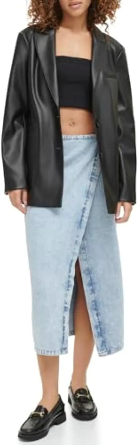 Levi's Women's Faux Leather Single Breasted Blazer