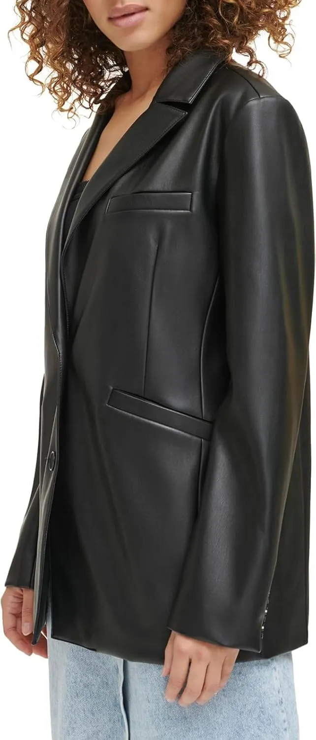 Levi's Women's Faux Leather Single Breasted Blazer