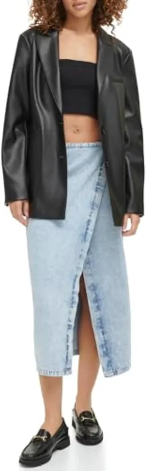 Levi's Women's Faux Leather Single Breasted Blazer