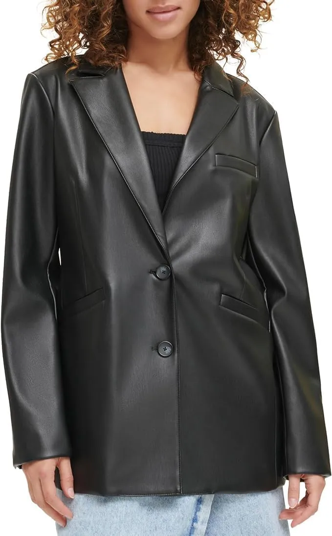 Levi's Women's Faux Leather Single Breasted Blazer