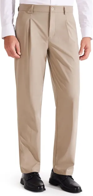 Libin Men's Dress Pants Classic Fit Pleated Front Work Golf Pants 29" 31" 33" Stretch Business Casual Pants Lightweight
