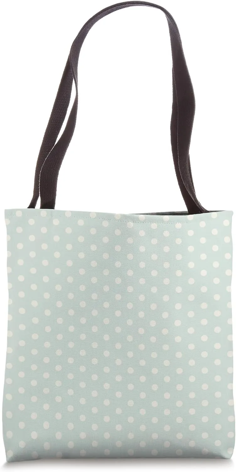 Light Green White Polka Dot Vintage Boho Aesthetic Girly Tote Bag