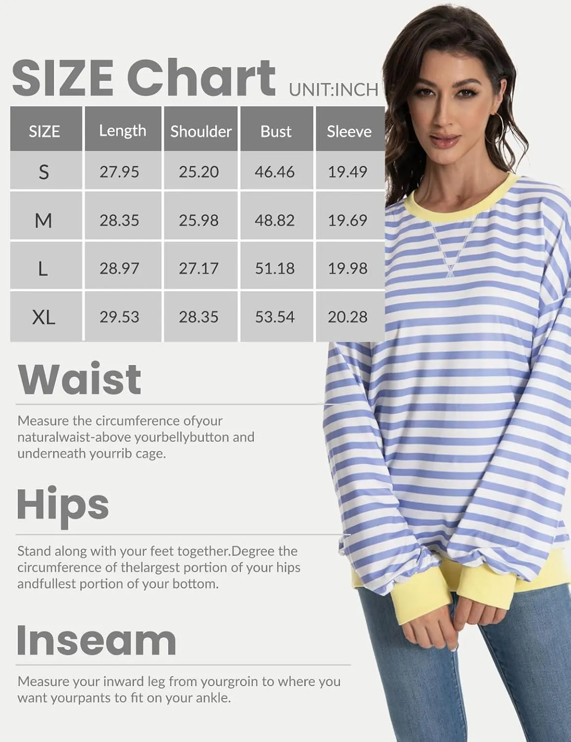 Long Sleeve Striped Shirts for Womens Cute Trendy Fall Crewneck Casual Loose Sweatshirt Color Block T-Shirt