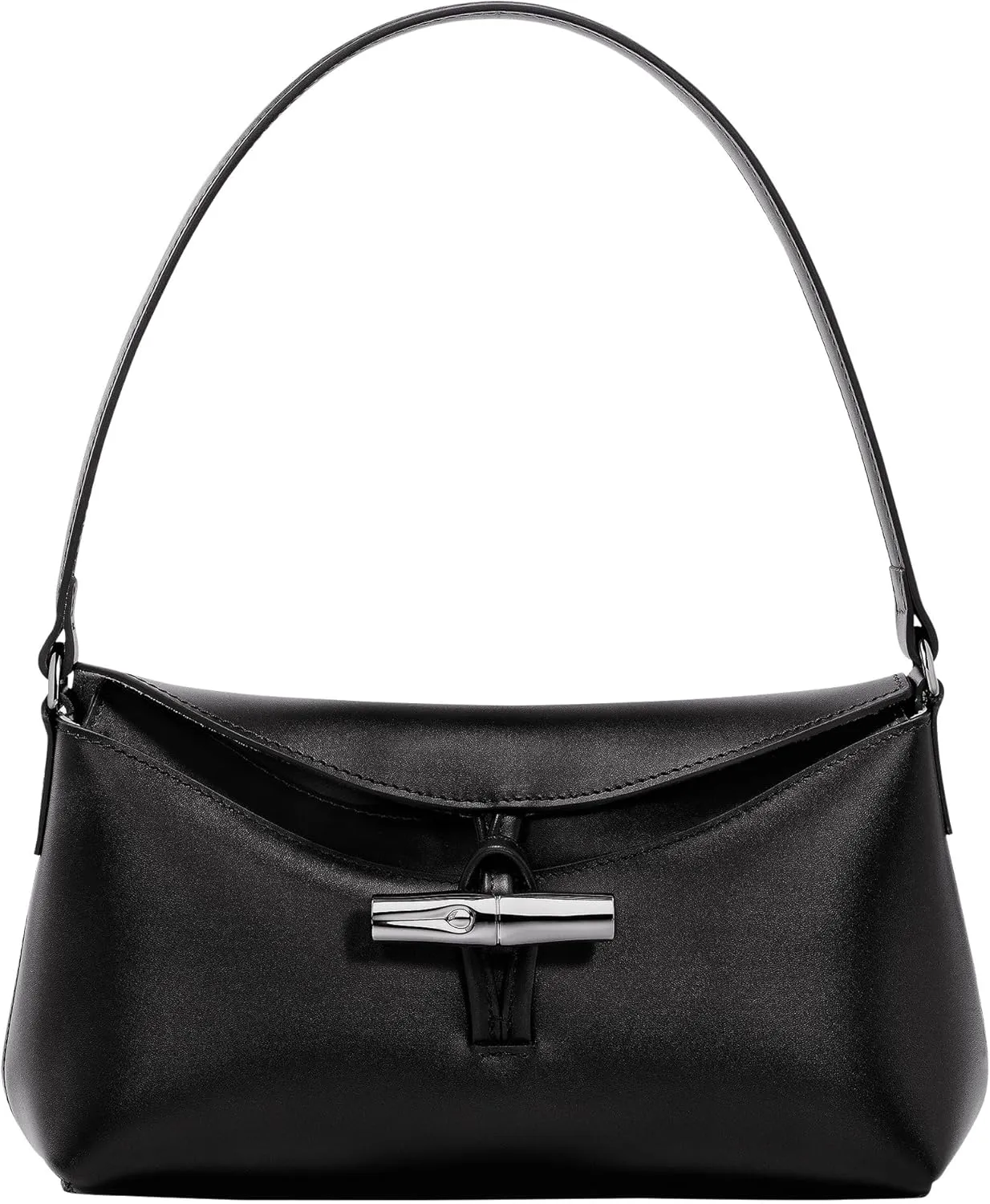 Longchamp "Roseau Small Leather Hobo Shoulder Handbag, Black