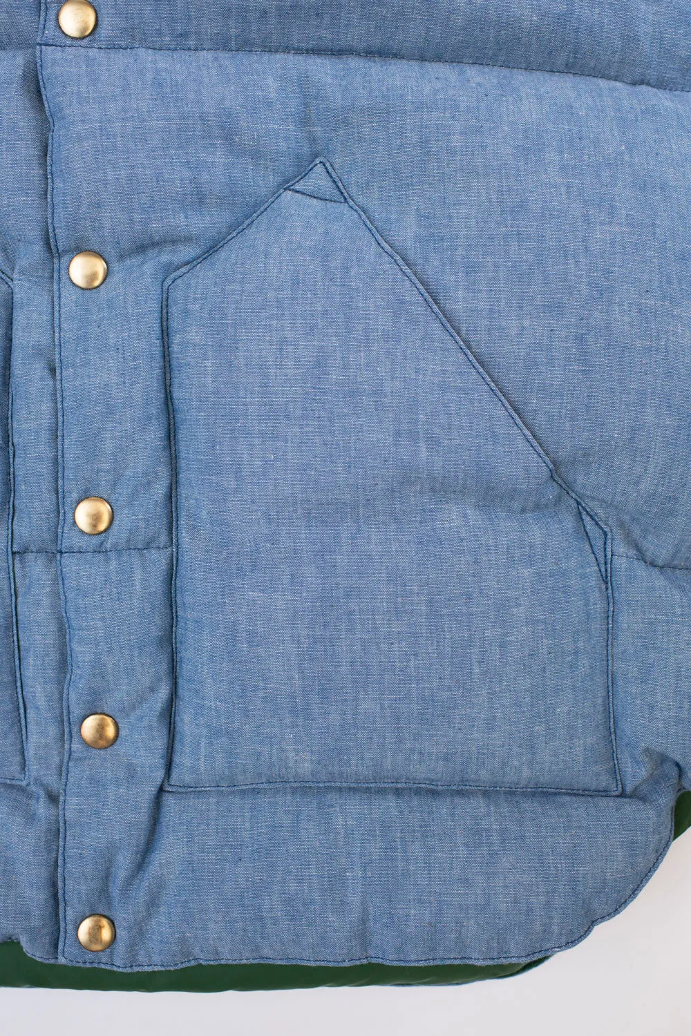 Lot 2200 - Rocky Mountain x Warehouse Selvedge Chambray Down Vest - Sax