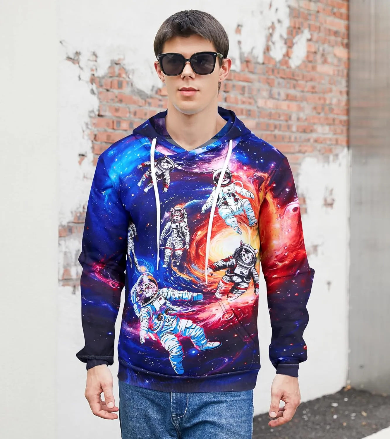 Loveternal Mens Womens Fleece Liner Hoodies Novelty Graphic Pullover Hooded Sweatshirts